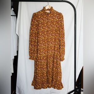 Floral Brown Corduroy Dress